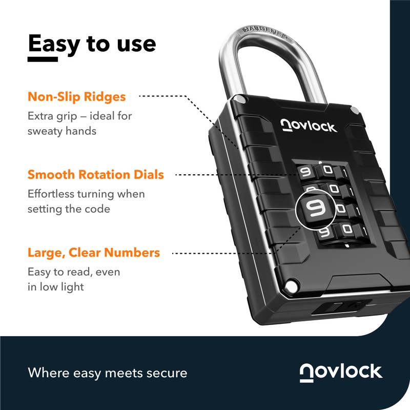 Locker Padlock with 4-Digit Code for Gym, School, Home, Work