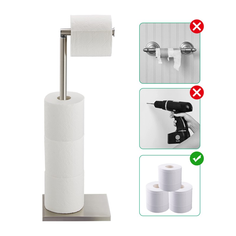 Toilet Paper Holder Stand, Free Standing Toilet Paper Roll Holder