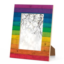 Rainbow Colorful 4x6 Picture Frame Farmhouse Rustic Wooden Photo Frames for Tabletop Display Wall Mounting Fits 4x6 Pictures Home Office Decor