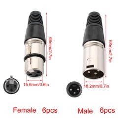 RUNCCI-YUN 12 pieces 3-pin XLR male and females, XLR connectors, microphone cable plug, microphone audio jack, XLR solder connection, XLR mounting socket, for microphone speaker (silver)