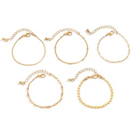 xolear Women's Bracelet, 14 Carat Gold-Plated Bracelet, Adjustable Stackable Bracelet Set, Twist Snake Cuban Paper Clip Bracelets, Girls' Fashion Jewellery, for Birthday Gifts