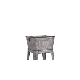 Maykoosh Rustic Romance Multi-Functional Galvanized Metal Tub On Angled Legs Stand, Constructed with Iron, Gray - 32.00" x 20.25" x 20.25"