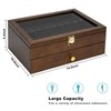 Yoimori Silverware Box, 2-Layer Wooden Silverware Storage Box with Glass
