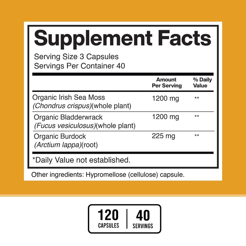 American Standard Supplements Irish Sea Moss 1200mg, Bladderwrack 1200mg and
