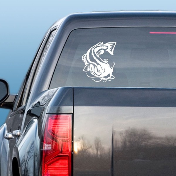 Express Yourself Products Flathead Catfish (White - Reverse Image - 3XL) Decal Sticker - Freshwater Fish Collection