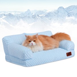 Hollypet Cooling Dog Cat Pet Couch Soft Calming Sofa Bed for Medium Small Cats and Dogs, Gray, 24"x 18"x10"