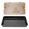 Tea Tray, Rectangular Bamboo Tea Tray with Drip Plate, Teapot,