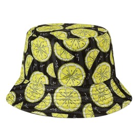 AYPOW Women Reversible Bucket Hat Cotton Fisherman Hat, UPF50+ Fashion Lightweight Sun Hats Summer Foldable Outdoor Cap, Packable Fruit Print Double-Side Cap for Teens Girls Beach Travel Party Holiday