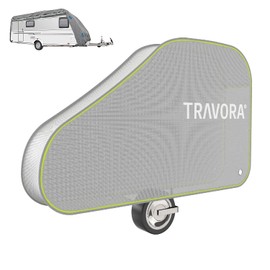 TRAVORA - Drawbar Cover Caravan - Reflective Caravan Protective Cover for Drawbar with Trailer Lock & Anti-Sway Coupling - Universal Drawbar Cover with Sturdy Belt Buckles