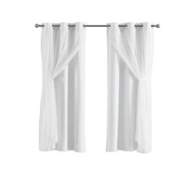 Your Zone Blackout Curtain Panel with Sheer Overlay, 1 Panel, White, 37" W x 63"