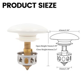 UTALIND Bathroom Sink Stopper, Bullet Core Push Type Basin Pop-up Bounce Drain Stopper Drain Filter Fit 1.38 Inch Bathroom Sink Drains Hole(White)