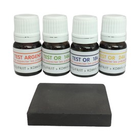 KD89 14-18-24K Gold Testing Reagents Solutions with Natural Touchstone and Multilingual Guide, Jewellery Coins, Bar Expertise (2.5ml)