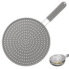 11 inch Splash Guard for Frying Pan - Silicone Grease Splatter Screen for Frying Pan Stove Top, Heat Resistant Multi-Use Frying Pan Splash Guard to Stop Hot Oil Splatter (Grey)