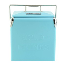 Permasteel 14-Quart Small Cooler Ice Chest | Retro Vintage Classic Style Hard Metal Cooler, PS-A205-14QT-TQ, Beverage Cooler for Camping Beach Picnic, Turquoise