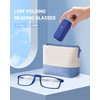 LUFF 2 Pack Folding Reading Glasses for Men/Women With Blue