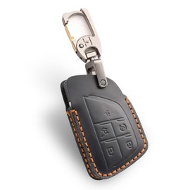 SAMGCHI Leather Key Fob Cover for Chevy, Retro Smart Fob Protection Case Compatible with 2021 2022 2023 2024 2025 Chevy Tahoe Suburban GMC Yukon Denali Sierra Silverado Buick (5 Buttons)