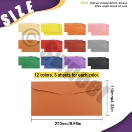 Swpeet 36Pcs 4.33 x 8.66 Inches 12 Colors Pearlescent Paper Envelopes Kit, Shiny Flap Envelopes Ideal for Office, Wedding Gift Cards, Invitations, Graduation, Baby Shower, Parties
