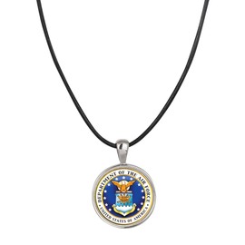 American Coin Treasures Men's Leather Cord Necklace with Washington Quarter Colorized Air Force Pendant | Genuine United States Coin | Men’s Accessories