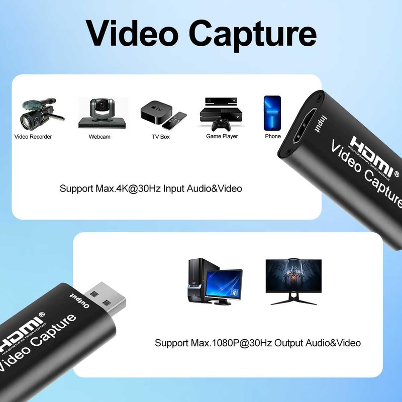 4K HDMI Video Capture Card, T Tersely Portable HDMI to