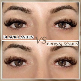 SLSXNL Brown Lash Clusters Wispy Natural False Eyelashes C Curl Lash Extensions 10-16mm Dark Brown Eyelash Clusters