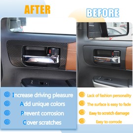LLKUANG Car Inner Door Handle Frame Panel Cover Trim for Toyota Tundra 2014-2021 Interior Accessories (Not fit Double Cab Model) (Carbon Fiber Pattern, High Configuration)