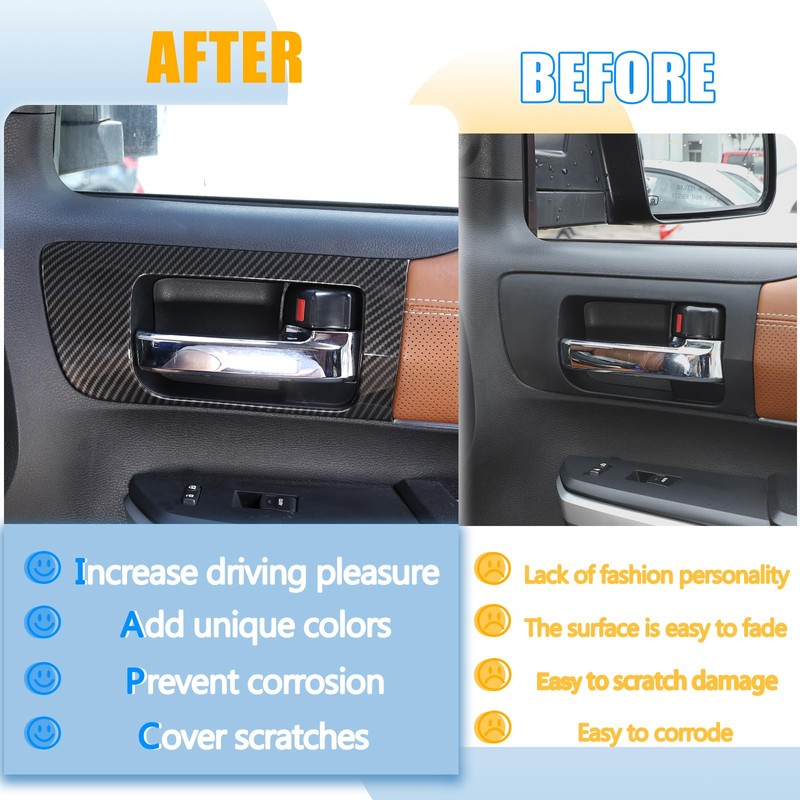 LLKUANG Car Inner Door Handle Frame Panel Cover Trim for