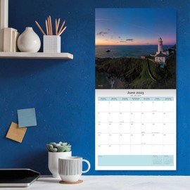 Dayplanner Publishing UK Coastline Calendar 2025, Large Square Wall Calendar With Organisational Stickers, 16 Month, UK Coastline Gift Travel Calendar