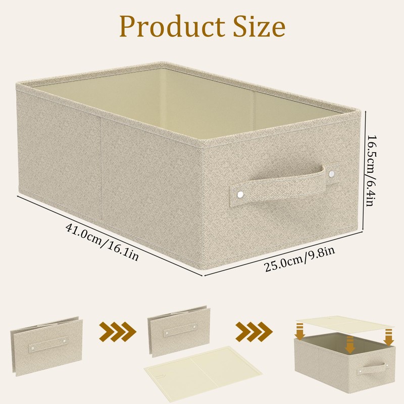 ENUMAIL Collapsible Fabric Storage Boxes,Linen Fabric Cube Organizer Baskets,Storage Bins