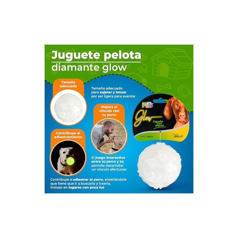 Fancy Pets Juguete Pelota Diamante Glow para Perro Brilla en
