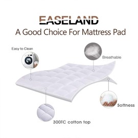 EASELAND RV King Mattress Pad Pillow Top Mattress Cover Quilted Fitted Mattress Protector Cotton Top 8-21" Deep Pocket Cooling Mattress Topper (72x80 Inches, White)