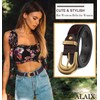 ALAIX Women's Belt Western Belts Silver Gold Buckle Black Leather