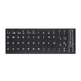 2 PCS Spanish Keyboard Stickers with Non-Transparent Black Background & White Letters for PC/Computer/Laptop [Size of Each Key Sticker: 0.43" x 0.51"] (Spanish)