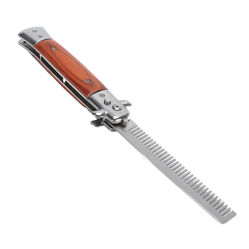 Switchblade Oil Hair Comb Stainless Steel Portable Automatic Spring Folding