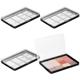 4 Pcs Adsorptive Makeup Palettes, Empty Eyeshadow Organizer with Clear Lid, 10 Grids Eyeshadow Tray with Removable Square Metal Pans for Lipstick Blush Powder (Not Included Eyeshadow Powder)