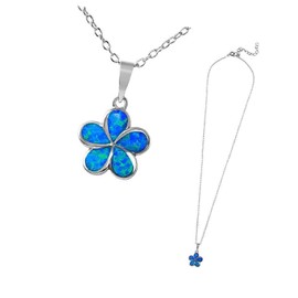 New Sterling Silver Blue Opal Stone Hibiscus Flower Pendant Elegant Cute Unique Stunning Style Pretty jewerly perfect for any occasion SURR-R04639