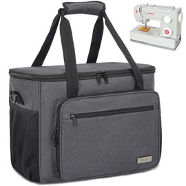 ITHWIU Sewing Machine Carrying Case with Multiple Side Mesh Storage Pockets for Accessories, Universal Tote Storage Bag, Grey