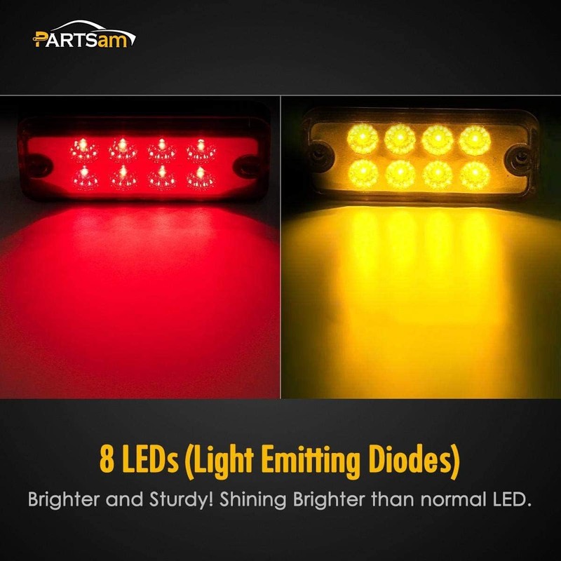 5Amber 5Red 8LED Side Marker Light Lamp Truck Trailer Lorry