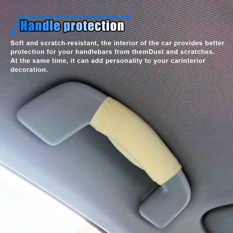 2PCS Car Grab Handle Cover, Soft Plush Car Grip Gloves