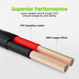 WOLFWILL 16 Gauge 2 Conductor Electrical Wire, 16 AWG Pure Copper Cable Stranded PVC Cord 50FT, 12V 24V Low Voltage Flexible Extension 16/2 Wire for LED Lighting Landscape Automotive Electronics