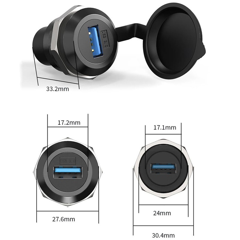 Greluma 2 Pcs USB 3.0 Panel Mount Coupler USB A