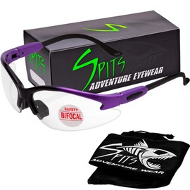 SPITS EYEWEAR Cougar Bifocal Safety Glasses (Magnifier: 1.25, Frame Color: Two Toned Purple)