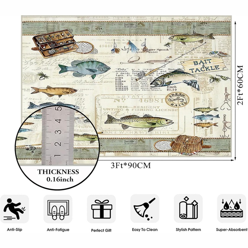 Fishing Rug for Entryway Door Mat 2x3 Cabin Modern Area