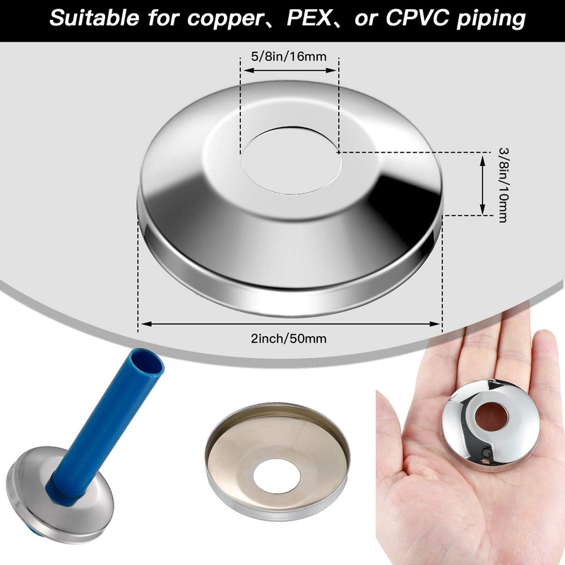 Honoson 12 Pieces 1/2 Inch Escutcheon Plates Pipe Covers Chrome