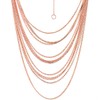 COOLSTEELANDBEYOND Rose Gold Waterfall Multi-Strand Chains Statement Collar Necklace with