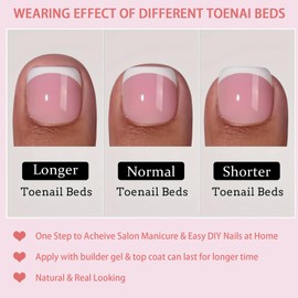 French Fake Toe Nails Set - 120PCS Square False Toenails Short - White French Tip Pink Press on Toenails - Glossy Full Cover Acrylic False Toe Nails For Women Nail Art DIY Gift (Sakura Pink-9)