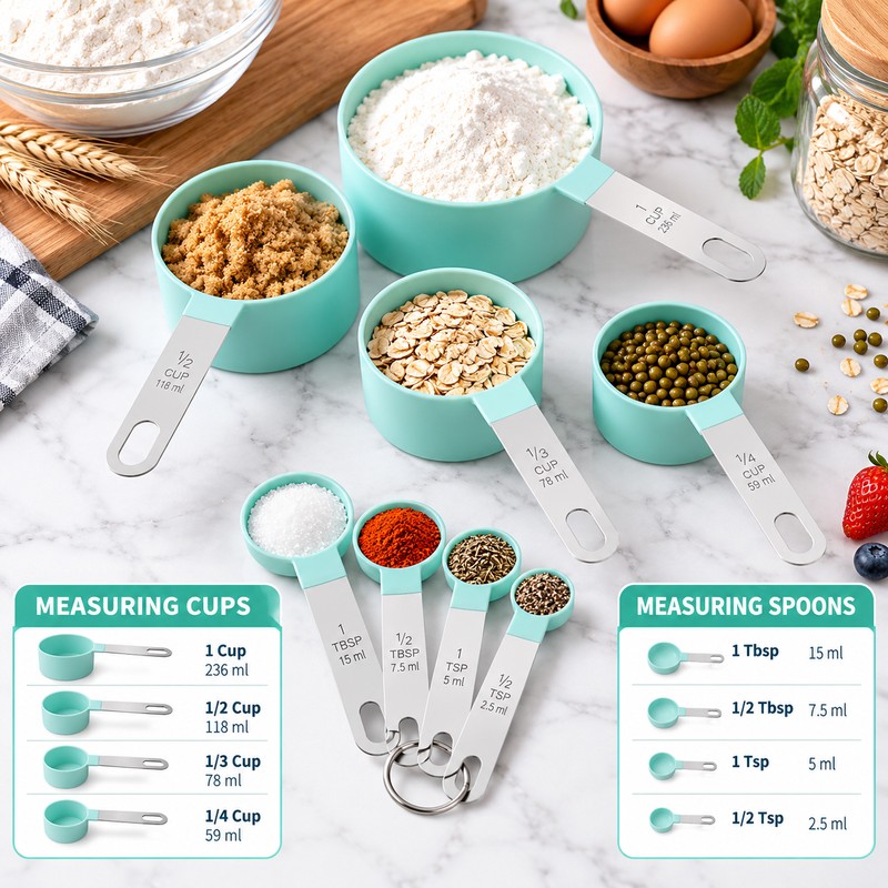8-Piece Measuring Cups & Spoons Set for Cooking – Stackable