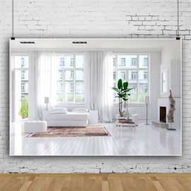 Qinunipoto Living Room Background Pure White Room Decor Backdrop Photography Backdrops 2.2x1.5m Wall Decor Background Portrait Portrait Home Photography Studio Commercial Celebration Activities Party Backdrops Non-Reflective Vinyl