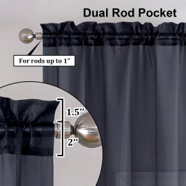 Lecloud Sheer Black Curtains 72 Inches Long for Bedroom Living Room 2 Panels Set,