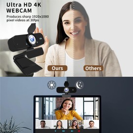 Lusinx 4K Webcam with Microphone/Tripod, USB Web Camera for PC/Computer/Laptop/mac/, Auto Focus/Light Correction/Beauty Filter,Best Webcam for Streaming/Broadcasting/Video/Conference/Gaming