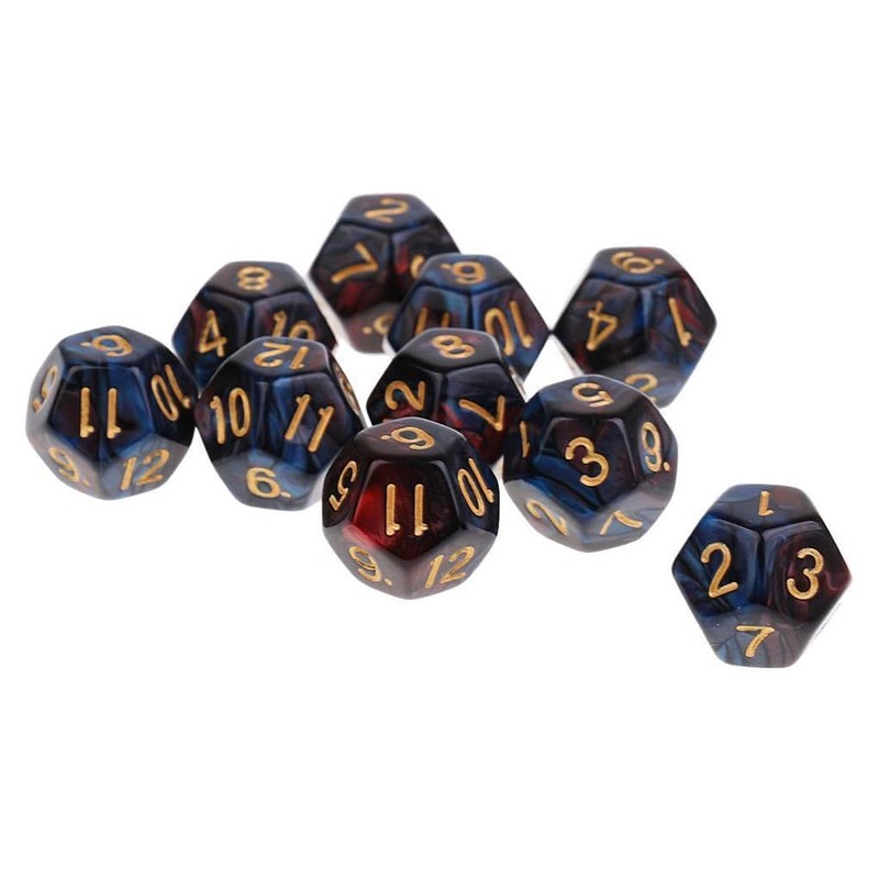 Yourandoll 10pcs Polyhedral Dice D12 Dice 12 Dice for Dungeons